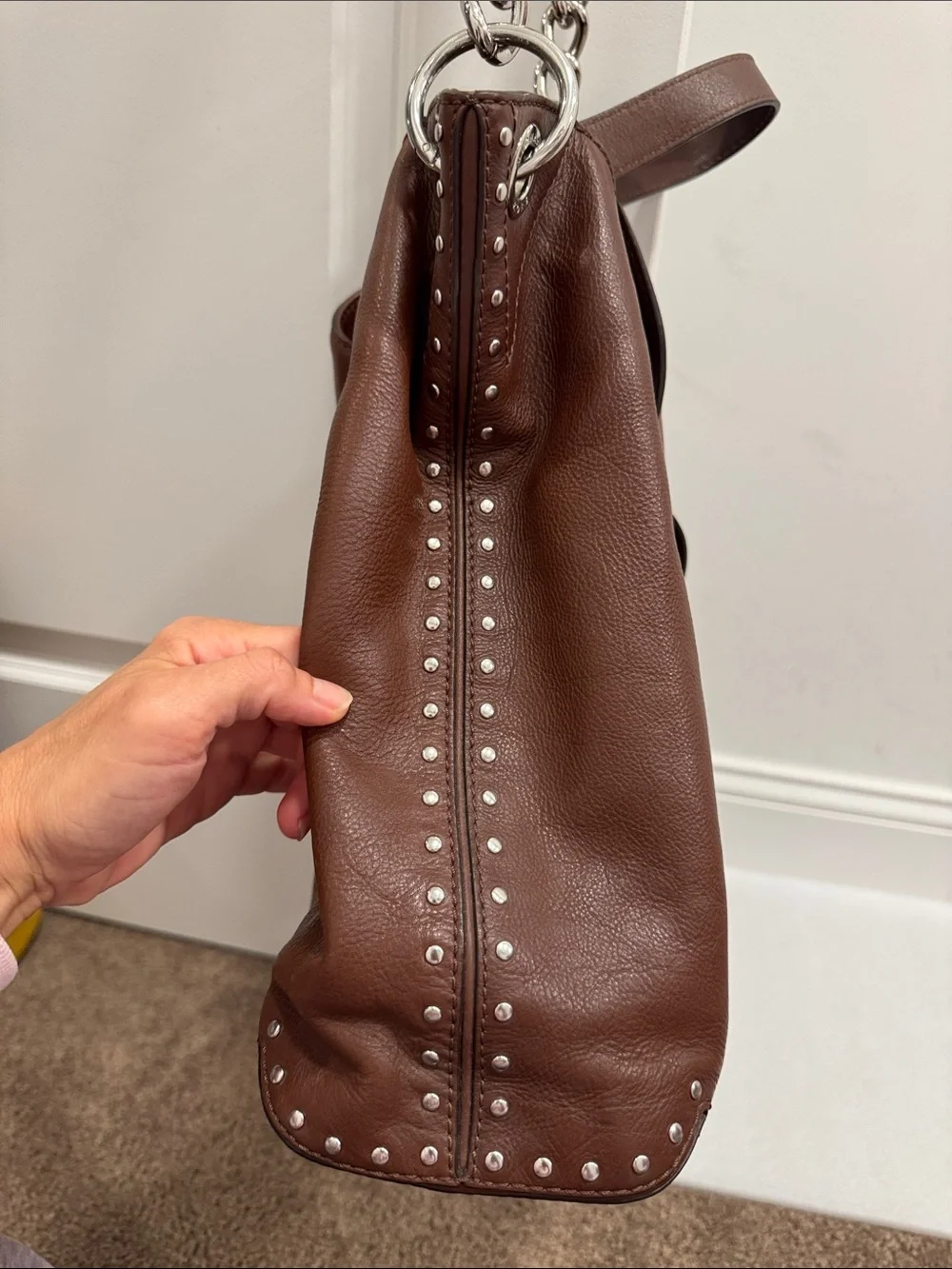 Michael Michael Kors Astor studded leather shoulder hobo bag purse